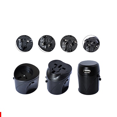 ADATTATORE DA VIAGGIO UNIVERSALE 10A CON SPINE EU/UK/US/AUS (PES501076-BK)