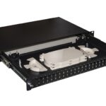 CASSETTO FIBRA OTTICA 24 PORTE PER ADATTATORI SC DUPLEX 1 UNITA' PER INSTALLAZIONE 19" NERO CON BINARI TELESCOPICI (LKFO24SCDN)