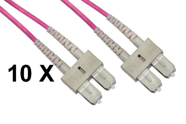 CONFEZIONE 10 CAVI FIBRA OTTICA SC A SC MULTIMODE DUPLEX OM4 MT.5 (LKSCSC4505E)