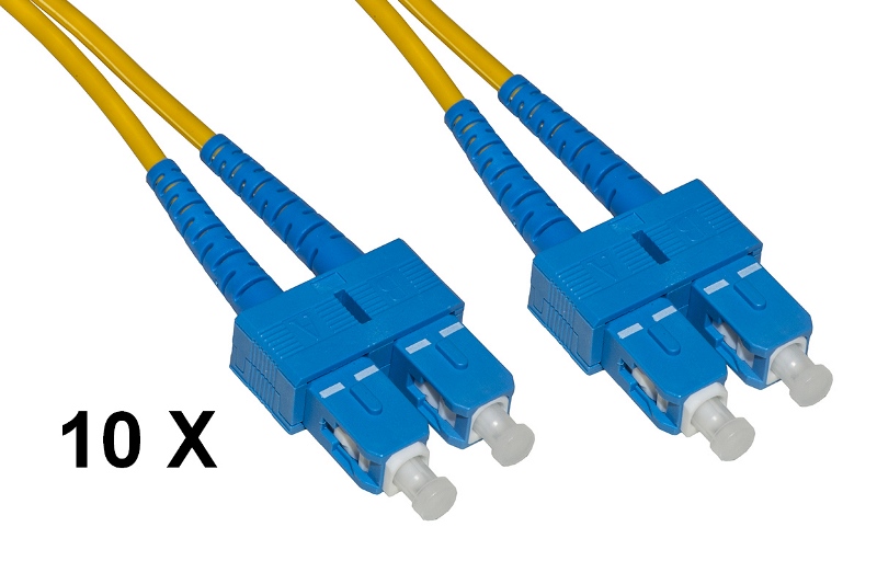 CONFEZIONE 10 CAVI FIBRA OTTICA SC A SC SINGLEMODE DUPLEX OS2 MT.5 (LKSCSC905E)
