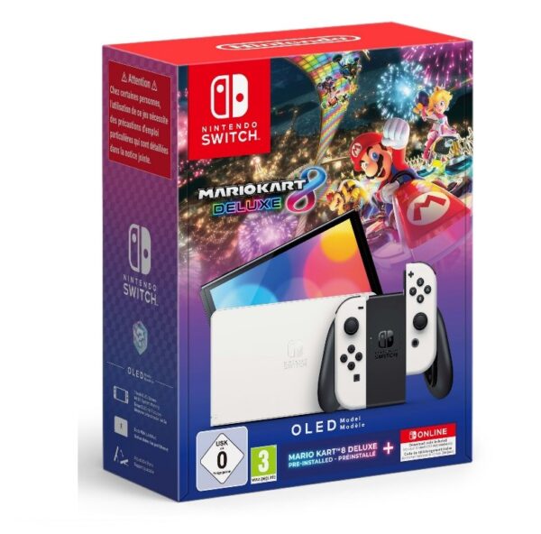 CONSOLE SWITCH OLED 7" 64GB BIANCO + VIDEOGIOCO MARIO KART 8 DELUXE PREINSTALLATO (SWICONIN0067)