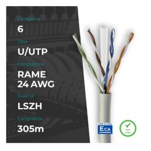 MATASSA CAVO DI RETE 305 MT CAT.6 RAME U/UTP GRIGIO (CM-C6UCU24L305GF)