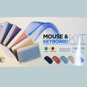 KIT MINI TASTIERA E MOUSE BLUETOOTH WIRELESS BT028 CELESTE