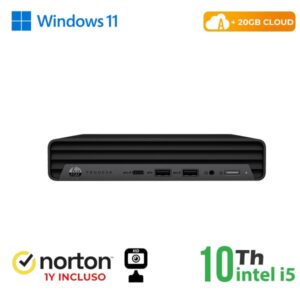 PC HP 600-800 G3 MINI PC INTEL CORE I5-10 GEN. 8GB 256GB SSD WINDOWS 11 PRO + NORTON ANTIVIRUS + WEBCAM - RICONDIZIONATO -