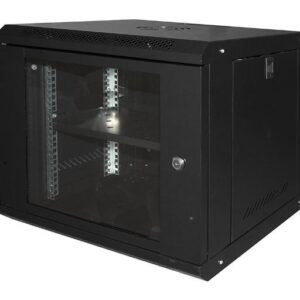 (OUTLET) ARMADIO RACK DA MURO PER RETI 19" 9U 450X400X530 CON RIPIANO (LK1909UNL) NERO