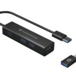 HUB USB 3.0 A 4 PORTE CON ADATTATORE USB-C (HUBBIES06B)