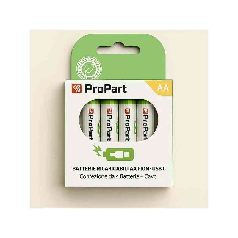 BATTERIE RICARICABILI AA USB-C 1250MAH 1.5V - CONF. 4PZ - EK-RB-01 (1INR14/40)