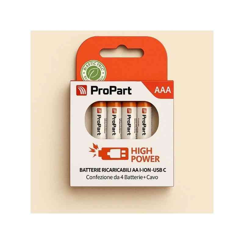 BATTERIE RICARICABILI AAA USB-C 435MAH 1.5V - CONF. 4PZ - EK-RB-07 (1INR10/28)