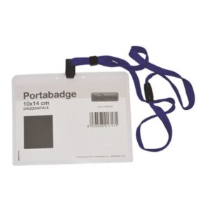 PORTABADGE ORIZZONTALE 10X14CM + CORDINO DA COLLO (01NIK303)
