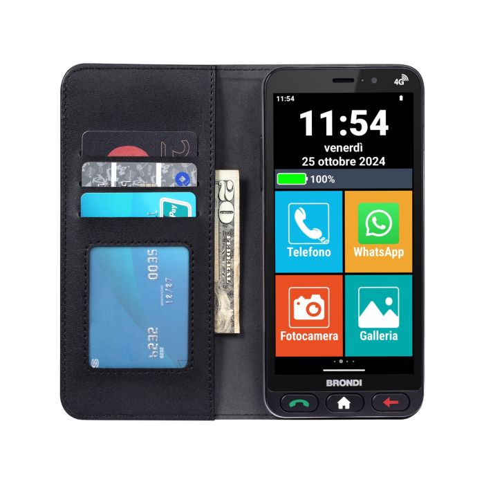 CELLULARE AMICO VERO 4G DUAL SIM NERO + FLIP COVER